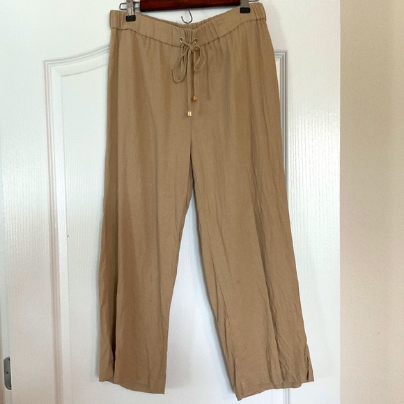 Michael Kors Linen/Viscose Wide-Leg Khaki Pants EUC, Small - Picture 1 of 9